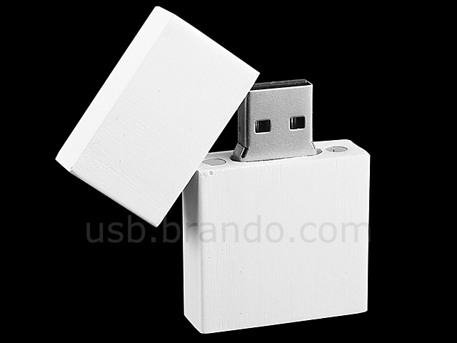 USB White Wooden Flash Drive