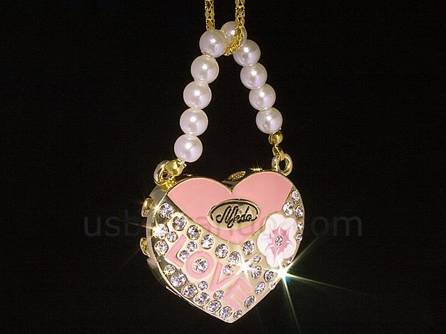 USB Jewel Love Heart Necklace Flash Drive