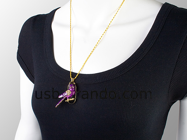 USB Jewel Purple Bird Necklace Flash Drive