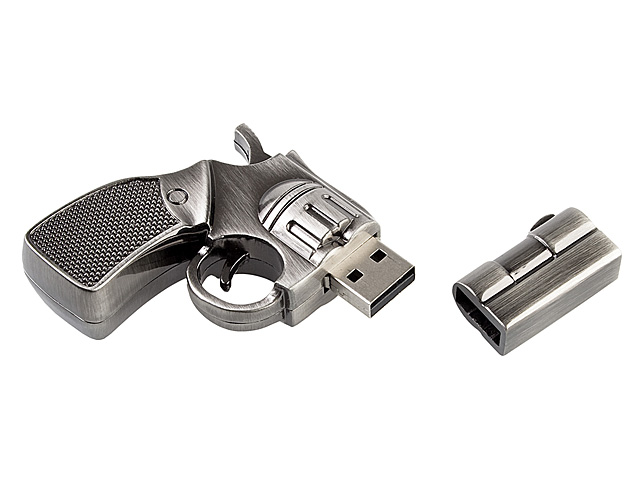 USB Metallic Police Revolver Gun Flash Drive