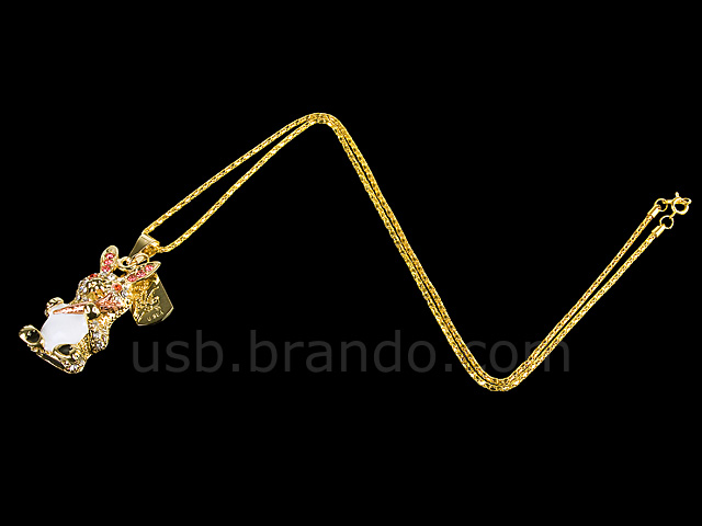 USB Jewel Rabbit with Carrot Necklace Flash Drive