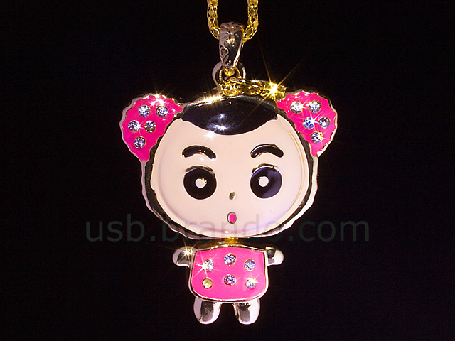 USB Jewel Cutie Gal Necklace Flash Drive