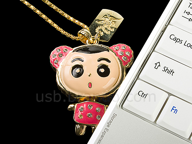USB Jewel Cutie Gal Necklace Flash Drive