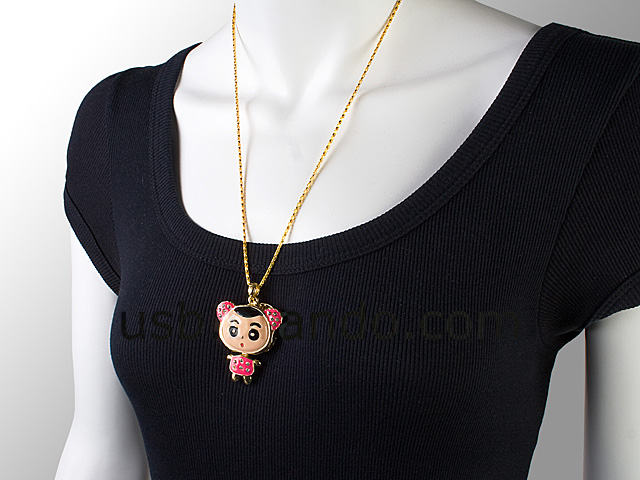 USB Jewel Cutie Gal Necklace Flash Drive