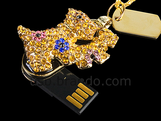 USB Jewel Twins Doggie Necklace Flash Drive