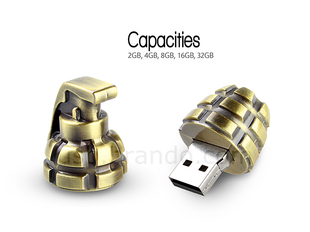 USB Metallic Hand Grenade Flash Drive