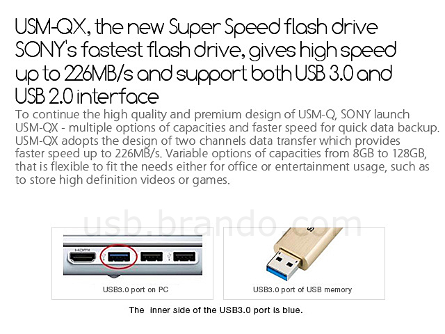 SONY MicroVault Mach USM-QX USB 3.0 Flash Drive