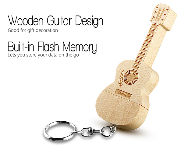 USB Wooden Guitar Keychain Flash Drive