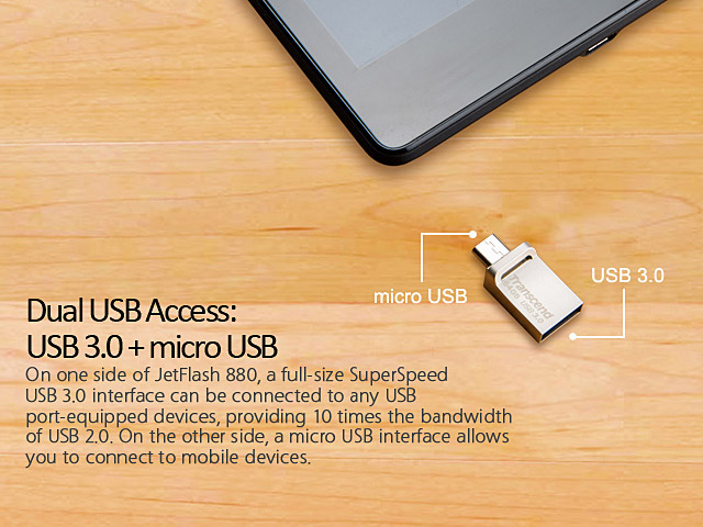 Transcend JetFlash 880 OTG USB 3.0 Flash Drive