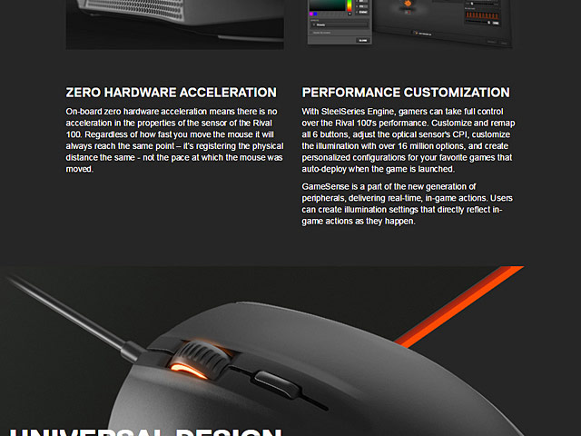 SteelSeries Rival 100 USB Illuminated Gaming Mouse