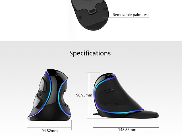 Delux M618 Plus USB Ergonomic Vertical Mouse (Blue Light Version)