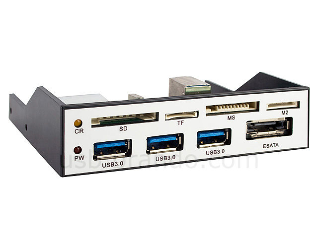 3.5" USB 3.0 Front Panel 3-Port Hub + Card Reader Combo