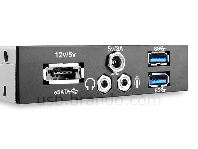 USB 3.0 3.5" Front Panel (2-Port USB 3.0 + Audio Port + Power Over eSATA + 5V/3A Power Supply)