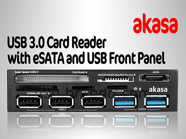 Akasa USB 3.0 Card Reader with eSATA and USB Front Panel