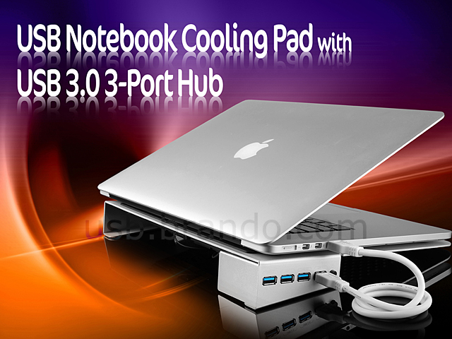 USB Notebook Cooling Pad with USB 3.0 3-Port Hub