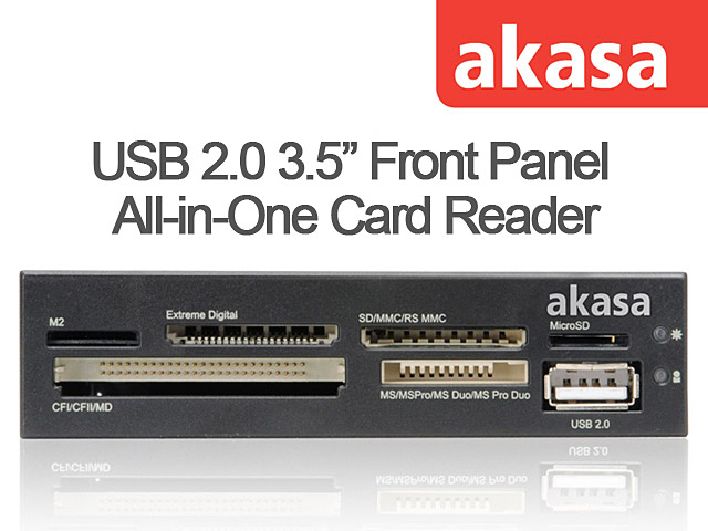 Akasa USB 2.0 3.5" Front Panel All-in-One Card Reader