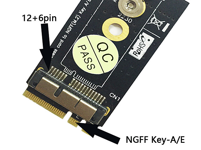 BCM94360CS2 BCM943224PCIEBT2 Wireless Card to NGFF M.2 Key A/E Adapter