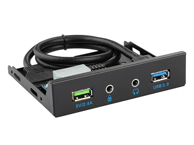 USB 3.0 3.5" Front Panel (1-Port USB 3.0 + HD-Audio Port + 5V/2.4A Power Supply)