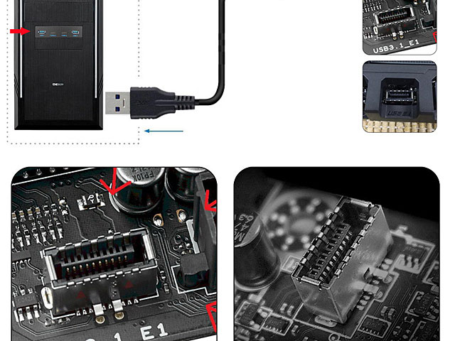 2-Port USB 3.0 Type-A + 2-Port USB 3.1 Type-C 3.5 Front Panel with USB 3.1 Front Panel Header Type-E