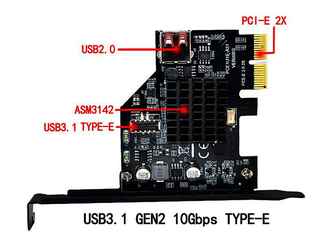 USB 3.1 Front Type-E Expansion Card USB 3.0 PCIe x 2 Adapter