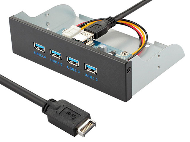 USB 3.0 4-Port Hub Front Panel with USB 3.1 Front Panel Header Type-E Male