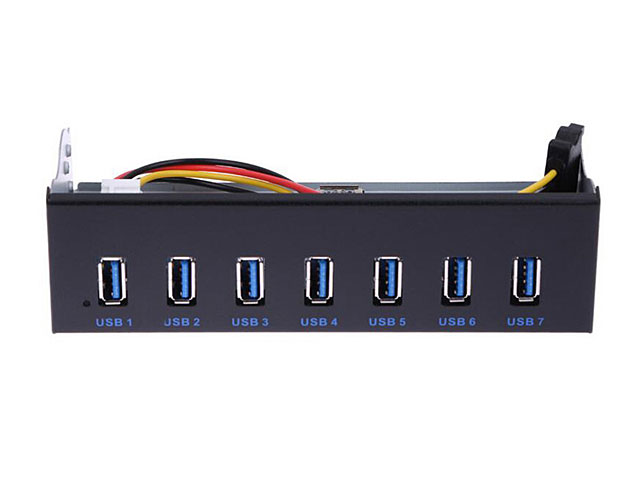 7-Port USB 3.0 Hub 5.25" Front Panel with 20-pin Header