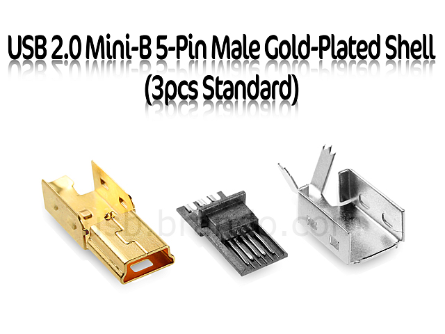 USB 2.0 Mini-B 5-Pin Male Gold-Plated Shell (3pcs Standard)