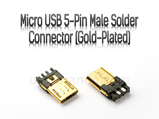Micro USB 5-Pin Male Solder Connector (Gold-Plated)