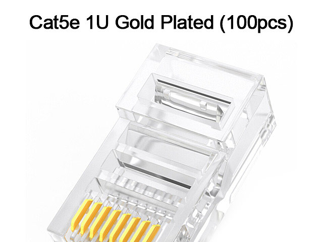 Cat5e RJ45 8P8C Modular Plug Connector - Cat5e 1U Gold Plated (100pcs)