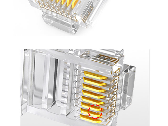 Cat5e RJ45 8P8C Modular Plug Connector - Cat5e 6U Gold Plated