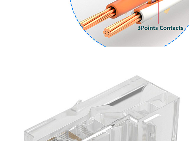 Cat5e RJ45 8P8C Modular Plug Connector - Cat5e 6U Gold Plated