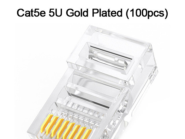 Cat5e RJ45 8P8C Modular Plug Connector - Cat5e 5U Gold Plated (100pcs)