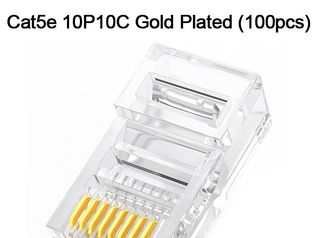 Cat5e RJ45 8P8C Modular Plug Connector - Cat5e 10P10C Gold Plated (100pcs)