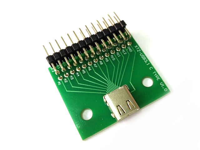 Type-C Test Female + PCB Board with Pin Header