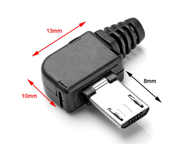 microUSB Male Shell with Horizontal 90° (4pcs Standard) (13 x 10mm)