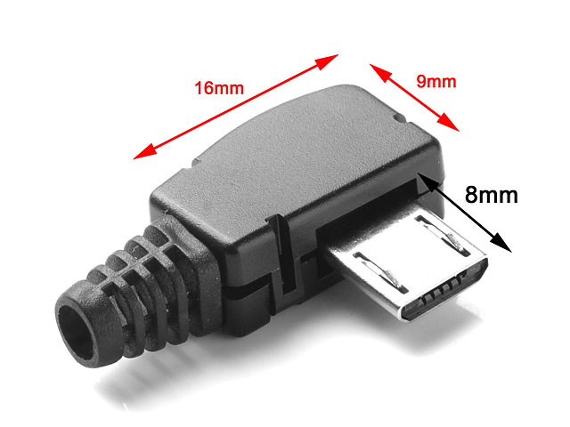 microUSB Male Shell with Horizontal 90° (4pcs Standard) (16 x 9mm)