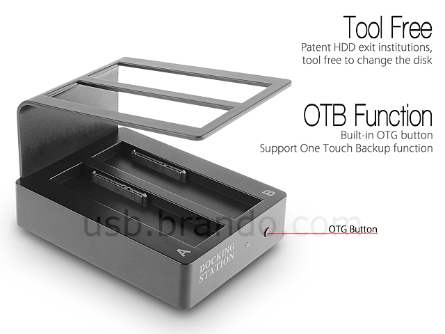 USB 3.0 Dual SATA HDD Dock with OTB (K304)