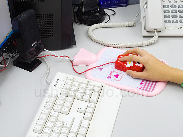 USB Hot-Water Bag Warmer Mouse Pad with 2-Port Hub