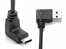 USB 3.1 Type-C Male (Vertical 90°) to USB 3.0 A Male Cable (Right Horizontal 90°)