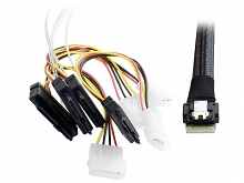 Slim SAS 4.0 SFF-8654 to 4 x SAS 29-Pin SFF-8482 Target Raid Cable