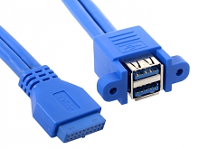 USB 3.0 20-Pin Header Male to Dual USB 3.0 Type-A Female Cable