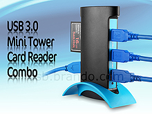 USB 3.0 Mini Tower Card Reader Combo