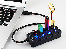 USB 3.0 4-Port Hub with On/Off Switches
