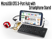 MicroUSB OTG 3-Port Hub with Smartphone Stand