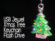 USB Jewel X'mas Tree Keychain Flash Drive