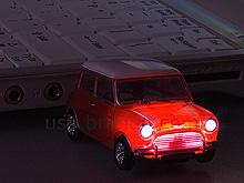 USB Mini Cooper Flash Drive (Red with White Stripes)