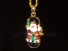 USB Jewel Santa Claus Nacklace Flash Drive