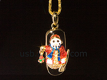 USB Jewel Snowman Necklace Flash Drive