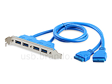 USB 3.0 Dual 20-Pin Header to USB 3.0 4-Port Hub Bracket