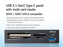 Akasa USB 3.1 Gen 2 Type-C Panel with Multi Card Reader